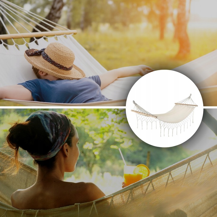 Wygodny HAMAK OGRODOWY BOHO makrama HUŚTAWKA ogrodowa LEŻAK WISZĄCY mocny