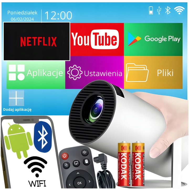 Projektor LED HY300PRO MAGCUBIC rzutnik android Wifi 4K prezent biały