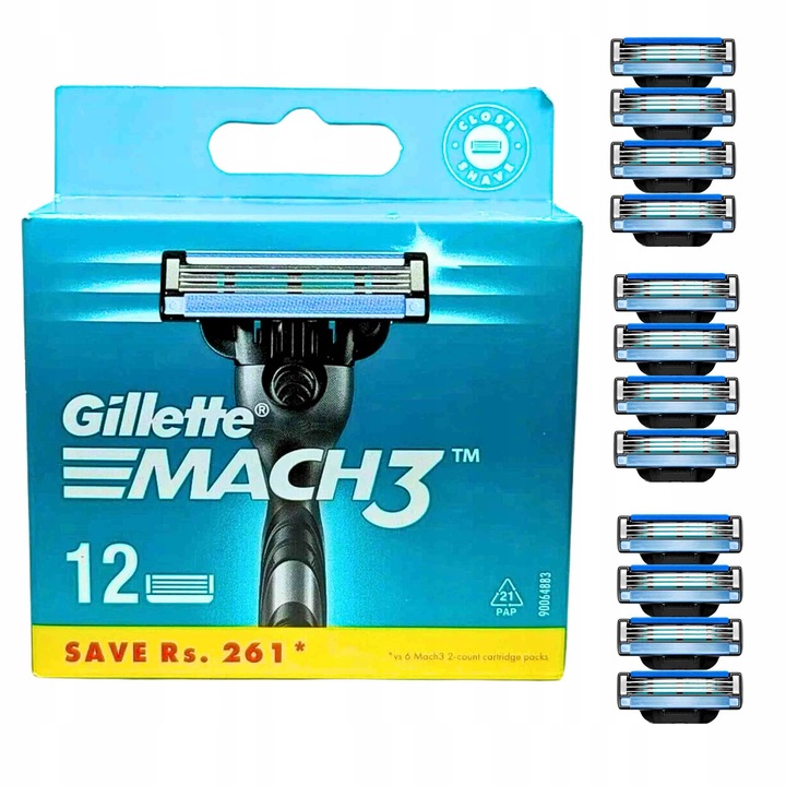 Gillette Mach 3 wkłady ostrza nożyki do maszynki do golenia Mach3 12 sztuk