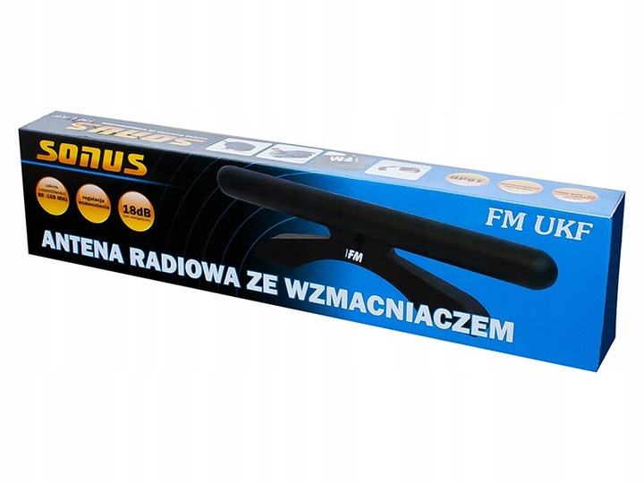 Antena radiowa pokojowa wewnętrzna ze wzmacniaczem SONUS FM