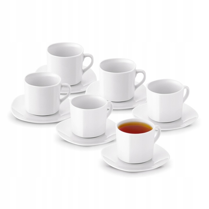 Komplet FILIŻANEK do KAWY HERBATY Porcelanowe ze SPODKIEM Tadar 6x220 ml