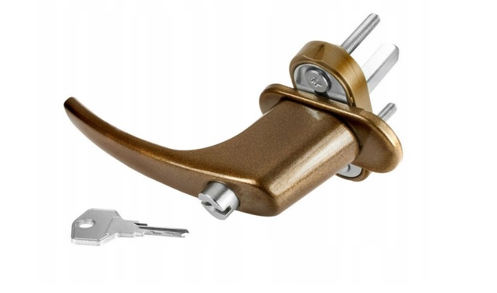 Klamka balkonu Okienna z Kluczem zamkiem ZŁOTA F4