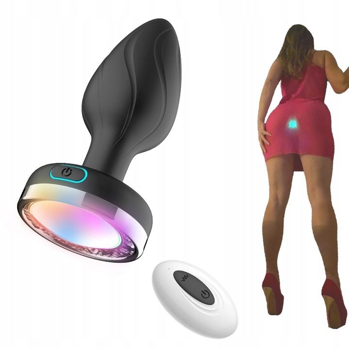 ŚWIECĄCY WIBRUJĄCY KOREK ANALNY PILOTEM, ANAL PLUG