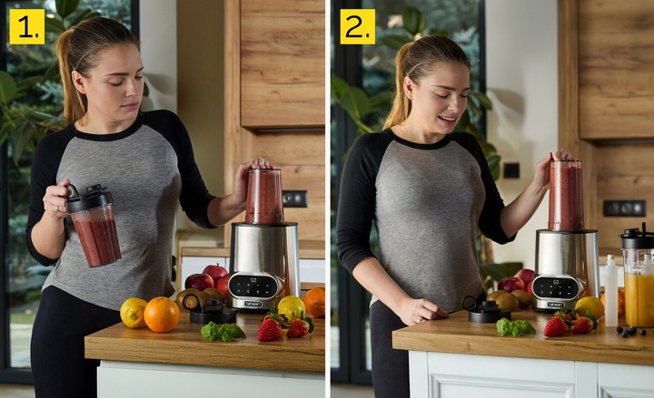 Blender kielichowy Automatyczny Tritan Yoer INOX 2,4L 2200W +Sito do soku