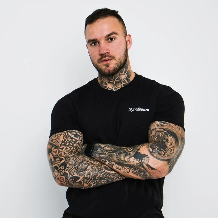 KOSZULKA SPORTOWA MĘSKA TRENINGOWA FITNESS T-SHIRT FIT - GymBeam L czarna