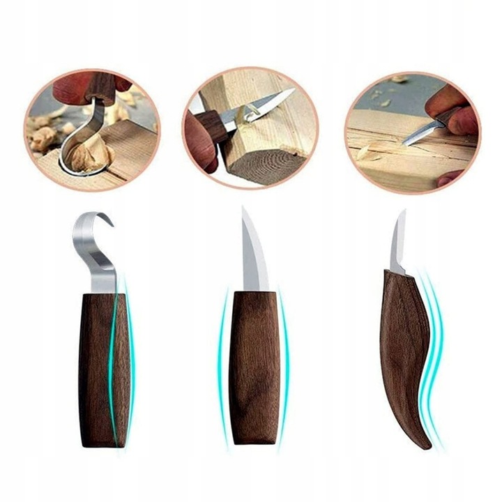 ZESTAW NOŻY DO RZEŹBIENIA W DREWNIE DŁUTA NARZĘDZIA NOŻE SKALPEL DIY 9