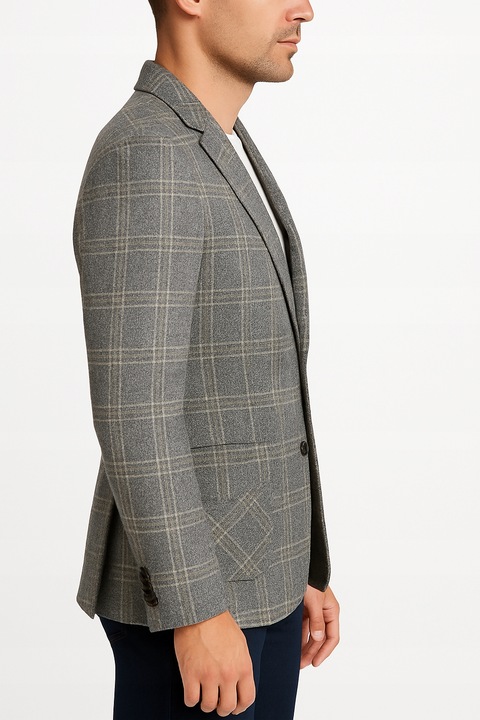 Marynarka męska biznesowa w kratę modna jednorzędowa marynarka