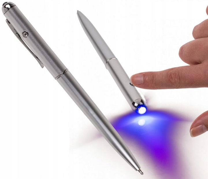 6x NIEWIDZIALNY DŁUGOPIS UV PISAK SEKRETNY TAJNY NIEWIDOCZNY SZPIEGOWSKI