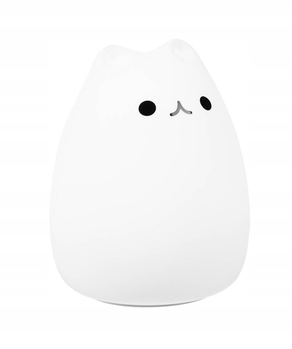 Lampka Nocna LED dla Dzieci Kotek RGB + Pilot USB