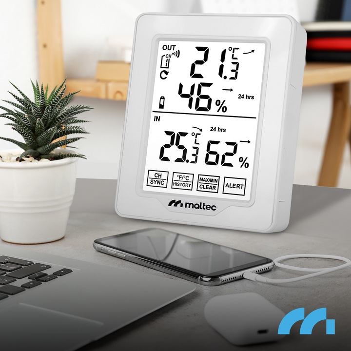 STACJA POGODOWA BEZPRZEWODOWA TERMOMETR HIGROMETR CZUJNIK ZEWNĘTRZNY