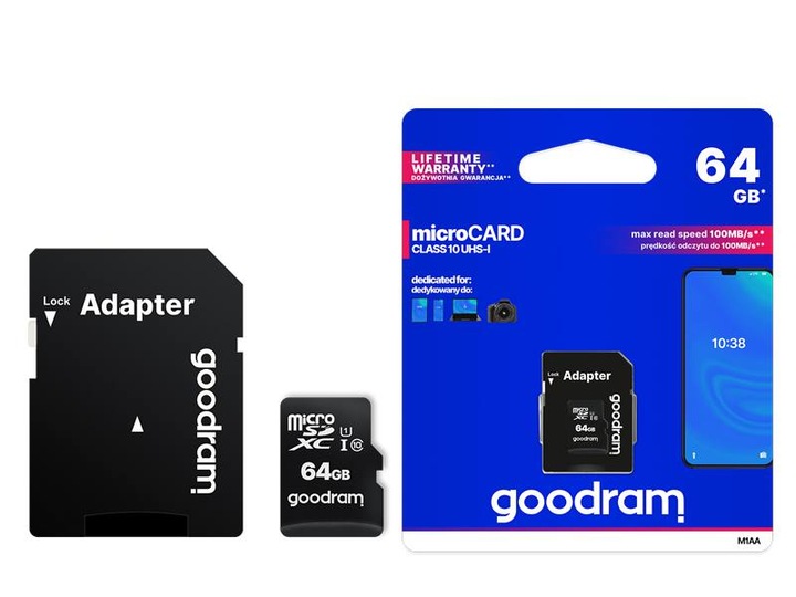 PS KARTA GOODRAM Micro SD 64GB, Class10 UHS + adapter. #LXND64GB
