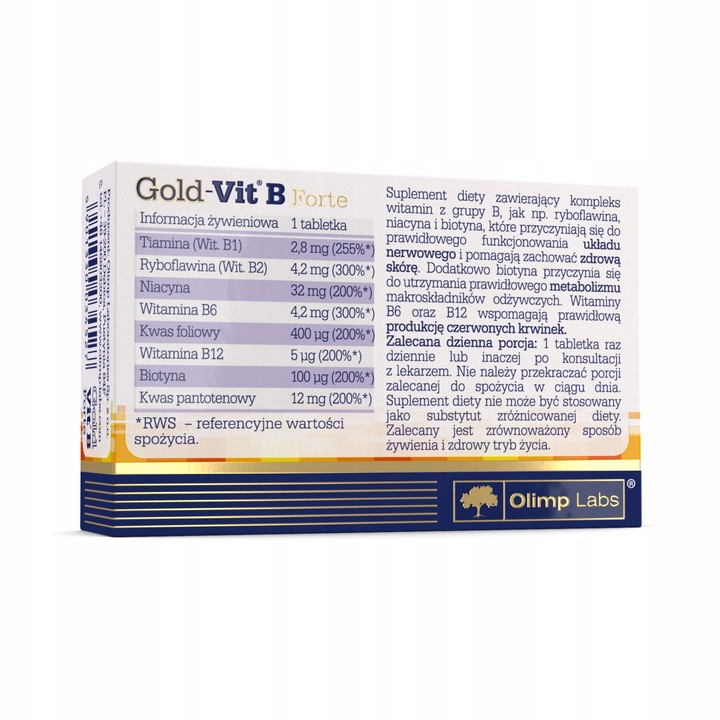 OLIMP GOLD-VIT B FORTE 3X60tabl WITAMINA B KWAS FOLIOWY BIOTYNA ZDROWIE