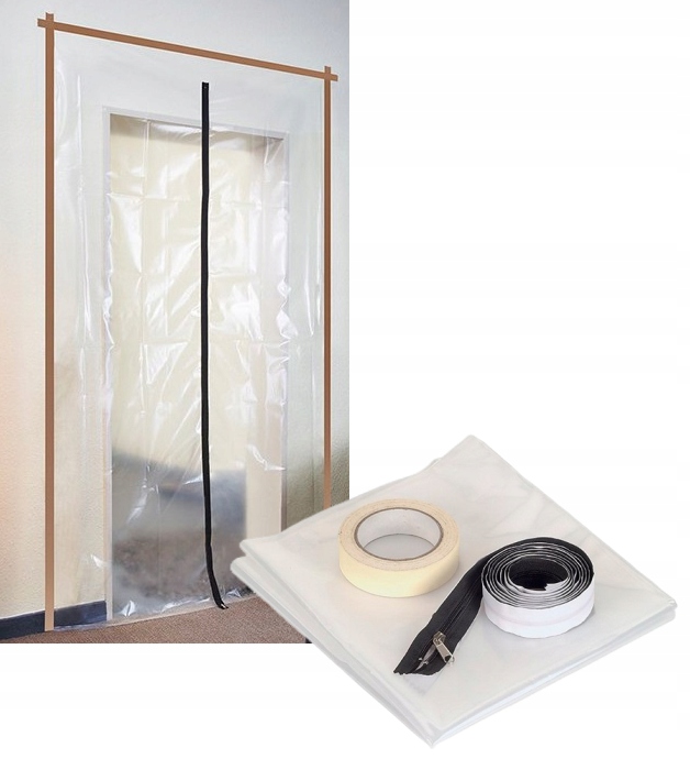 Drzwi przeciwpyłowe z zamkiem DRZWI REMONTOWE FOLIOWE Kurtyna 220x120cm