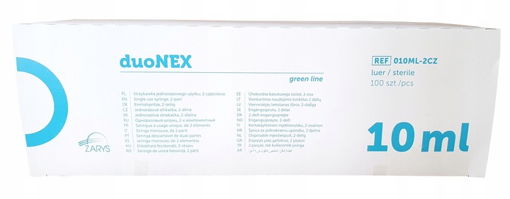 STRZYKAWKI 10ML 3częściowe 100szt. strzykawka iniekcyjna LUER DicoNEX Zarys