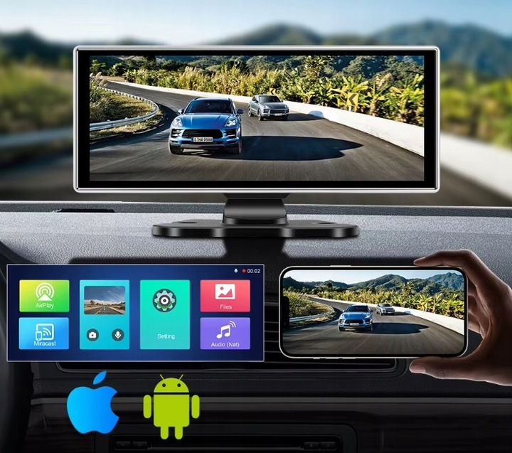 RADIO SAMOCHODOWE ANDROID APPLE CARPLAY STACJA +2 KAMERY MONITOR