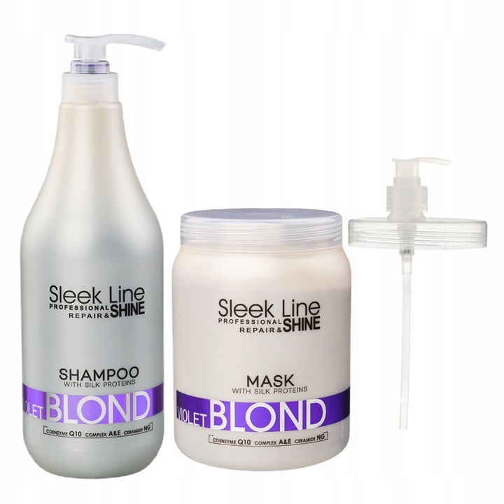 STAPIZ Szampon + Maska do włosów VIOLET BLOND 2x1000ml + Pompka