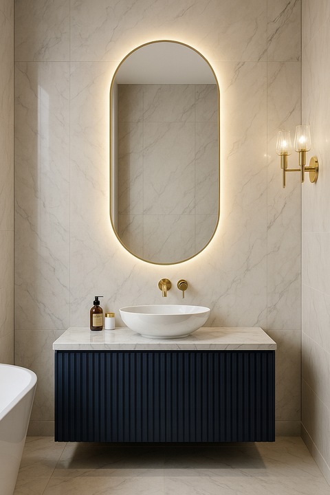 Lustro owalne LED COB łazienkowe, uniwersalne 100x50 cm bez ramy IP 67