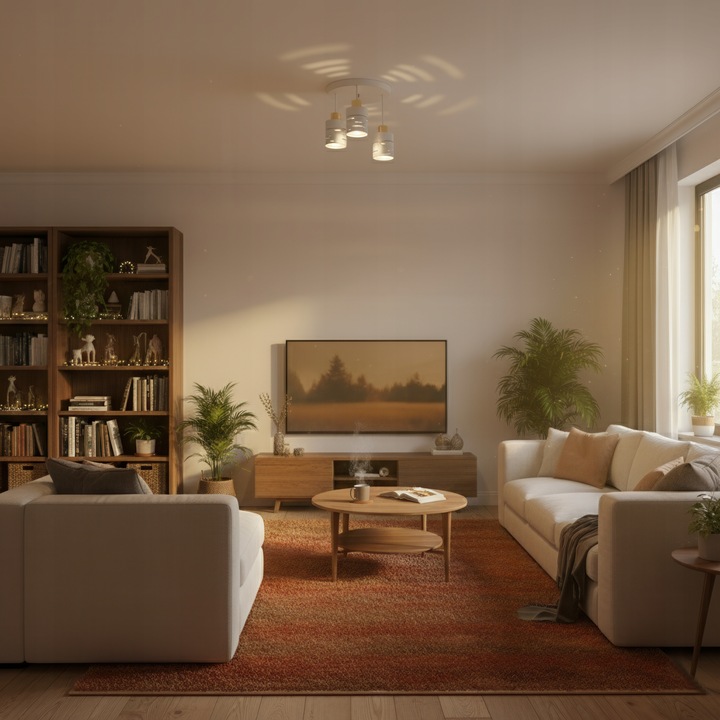 Lampa Sufitowa LED 3X E27 Żyrandol Plafon Natynkowy Oprawa Biała Salon