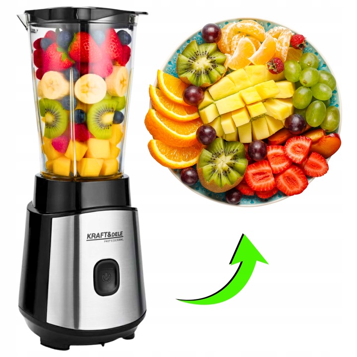 BLENDER KIELICHOWY 1500W MIKSER DO SMOOTHIE KOKTAJLI LODU 2 BIDONY +