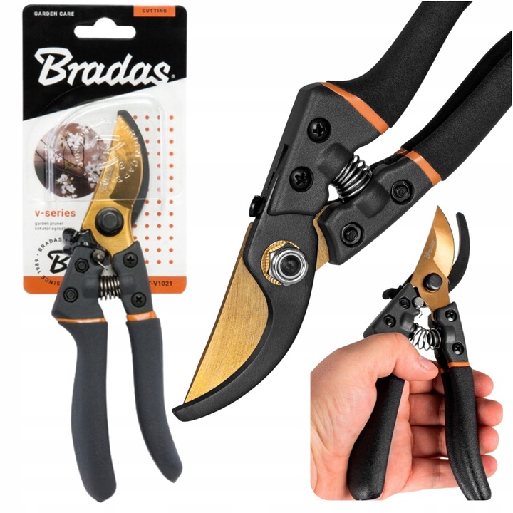 SEKATOR OGRODOWY DO GAŁĘZI KWIATÓW KRZEWÓW BRADAS OSTRZE MIJAJĄCE STAL
