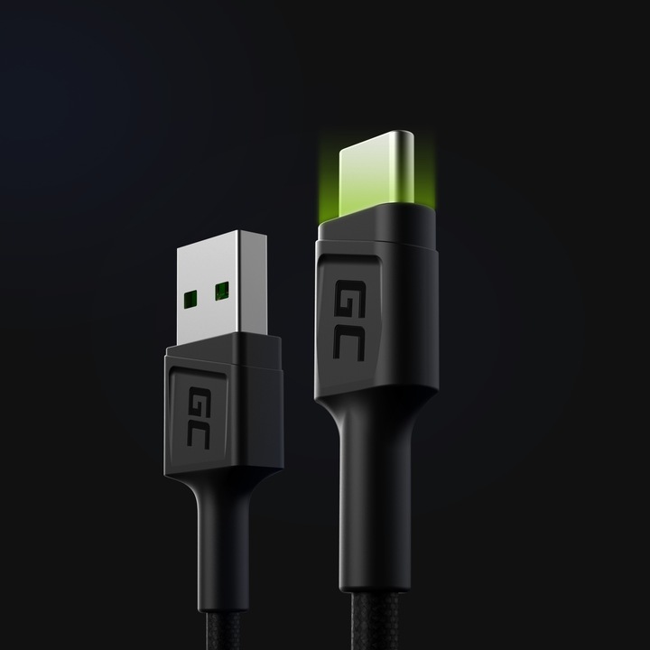 Kabel USB - USB-C Green Cell Ray z podświetleniem LED 1,2m Quick Charge 3.0
