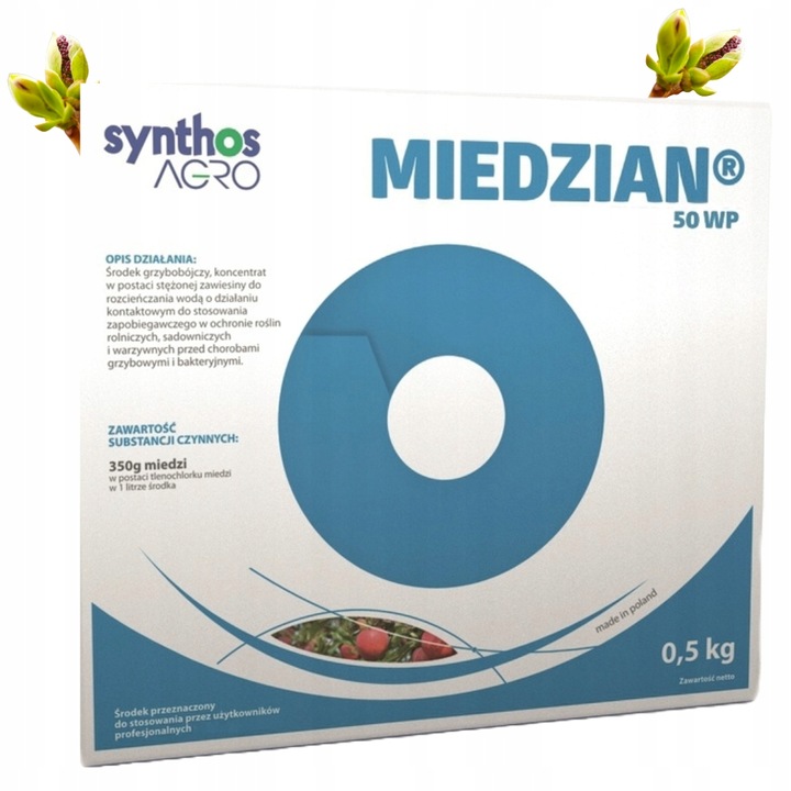 MIEDZIAN 50WP 500G 0,5kg ŚRODEK GRZYBOBÓJCZY OPRYSK MIEDZI DO SADU