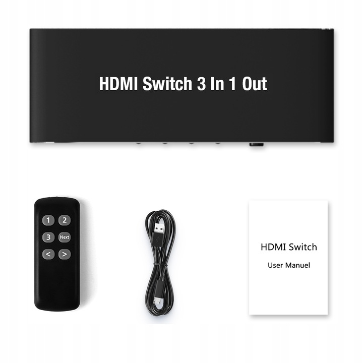 ROZDZIELACZ PRZEŁĄCZNIK SWITCH 3x HDMI 4K HDMI2.0 4K@60HZ