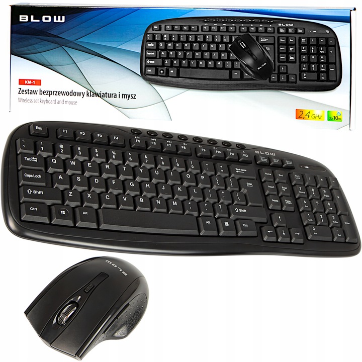 ZESTAW BIUROWY GAMINGOWY KLAWIATURA MYSZKA BEZPRZEWODOWA USB CICHA ADAPTER