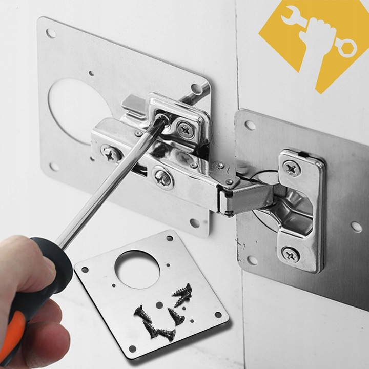 30x PŁYTKA DO NAPRAWY WYRWANYCH ZAWIASÓW MEBLOWYCH SZAFEK ZESTAW