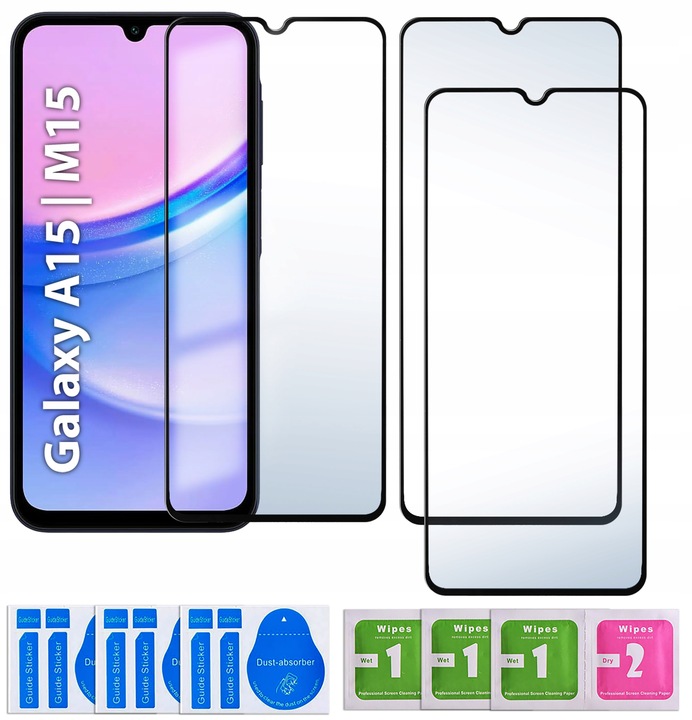 3x SZKŁO NA CAŁY EKRAN do Samsung A15 | M15 SZYBKA 5D zestaw 3 sztuk