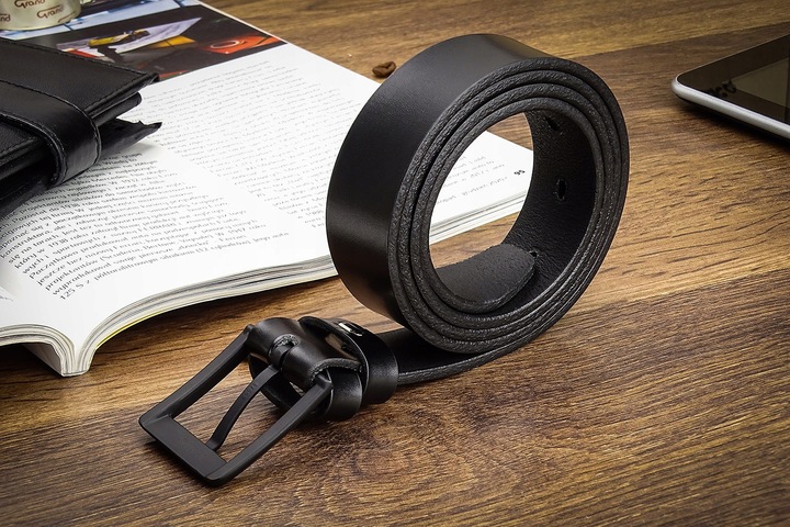 PASEK MĘSKI GRACIO CZARNA KLAMRA KLASYK Skórzany