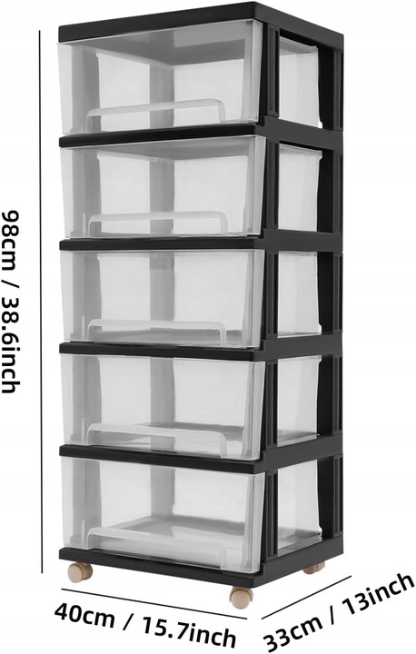 PLASTIKOWY POJEMNIK REGAŁ KOSZ NA ZABAWKI SZUFLADY 5 PÓŁEK na kółkach