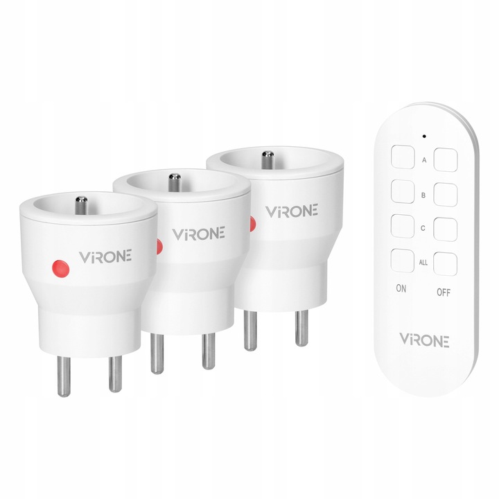 Gniazdo Pojedyncze Bezprzewodowe MINI sterowane zdalnie Pilotem 3szt.