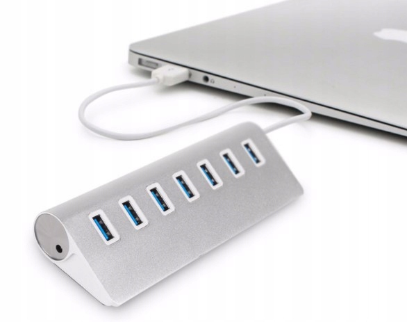 HUB Aktywny USB 7x USB 3.0 ROZGAŁĘŹNIK ROZDZIELACZ 7w1 PORTÓW Replikator PD