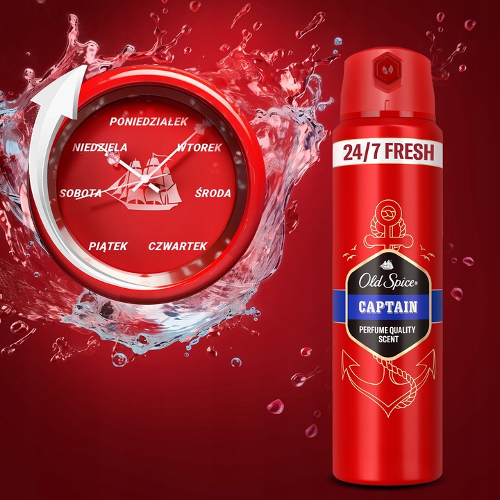 Old Spice Captain Dezodorant męski w sprayu, 6 x 150ml, 24h świeżości