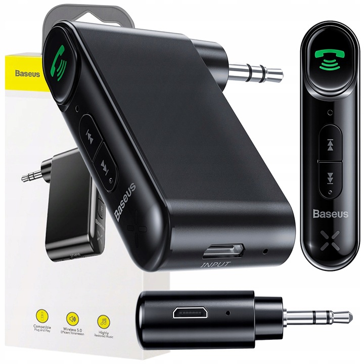TRANSMITER SAMOCHODOWY BLUETOOTH AUX BASEUS ZESTAW GŁOŚNOMÓWIĄCY +