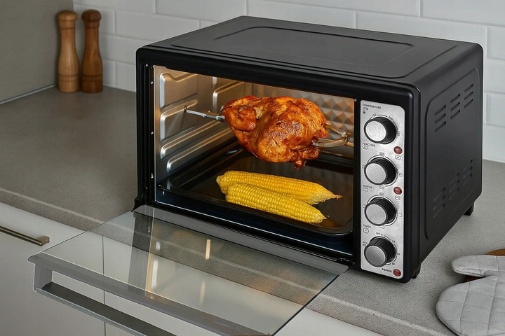 PIEKARNIK ELEKTRYCZNY MINI PIECYK PRZENOŚNY TERMOOBIEG 45L ROŻNO INOX