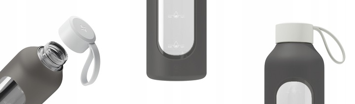 Wessper B1 szklana butelka na wodę 1l z miarką na trening do biura