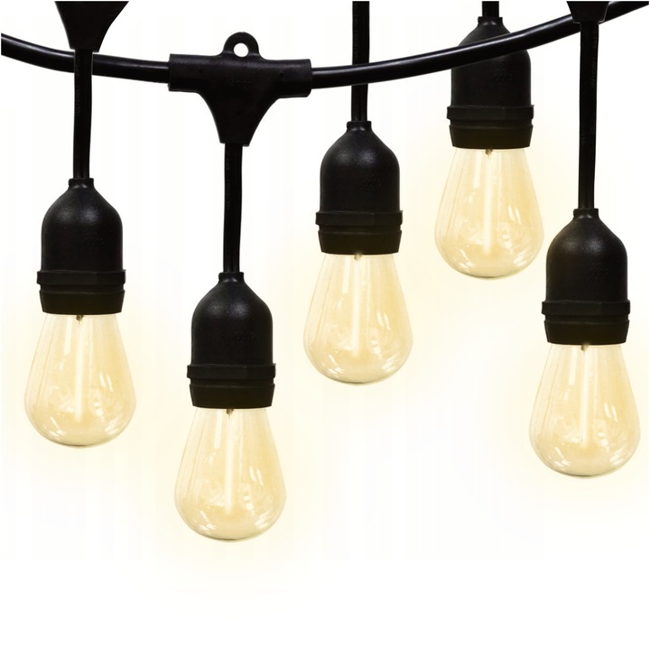 Girlanda Ogrodowa Świetlna 10m + 10x Żarówka LED 1W 2700K Zewnętrzna IP65