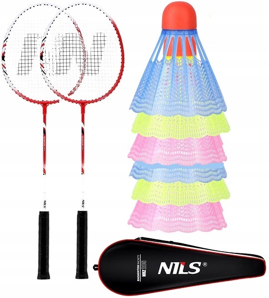 Zestaw rakiet Nils NRZ205 + Zestaw lotek+ POKROWIEC 9w1 Do Gry W Badmintona
