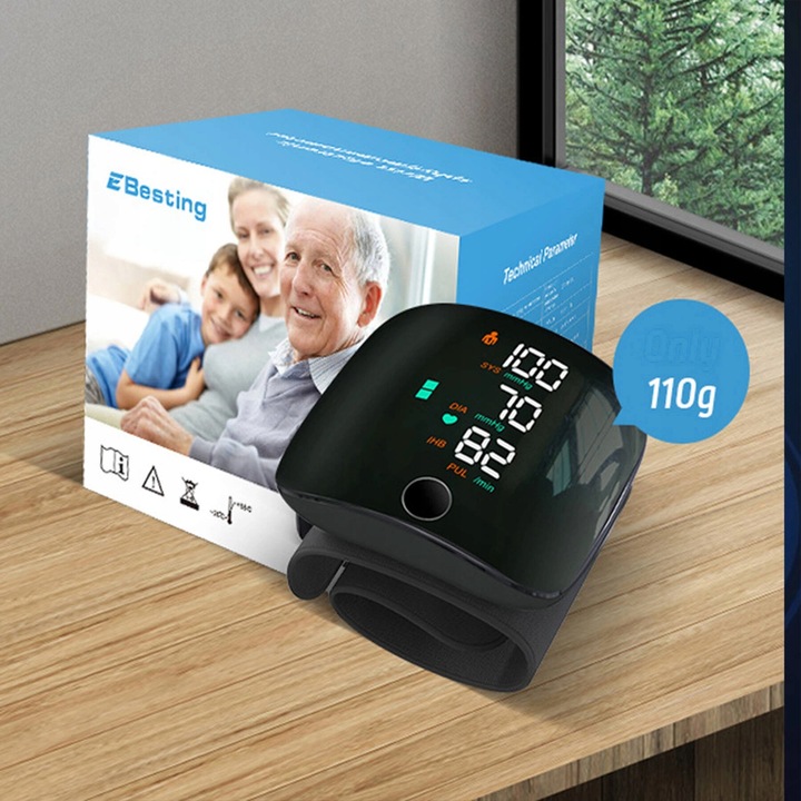 CIŚNIENIOMIERZ NADGARSTKOWY MÓWI ARYTMIA ELEKTRONICZNY ETUI AKUMULATOR