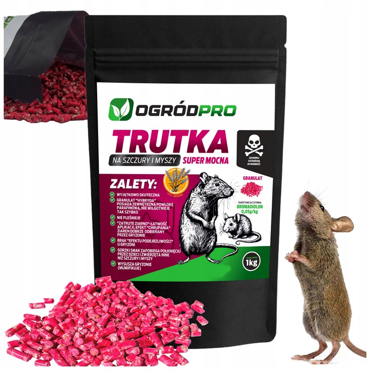TRUTKA MEGA MOCNA GRANULAT Na Szczury Myszy Gryzonie Deratyzacja 1 KG