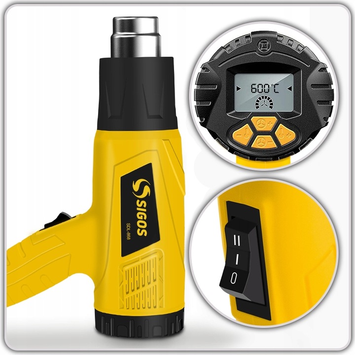 OPALARKA ELEKTRYCZNA Z REGULACJĄ 2 BIEGI LCD 60-650°C 2200W MOCNA +4