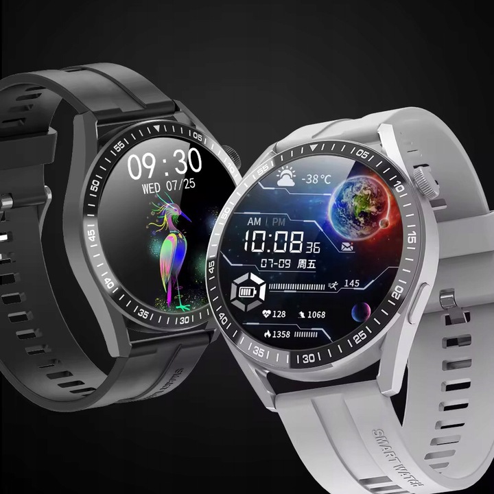 SMARTWATCH ZEGAREK POLSKIE MENU ROZMOWY SPORT SMART WATCH MĘSKI 2 PASKI