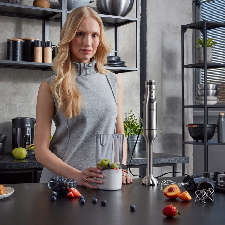 BLENDER RĘCZNY mikser wielofunkcyjny MOCNY malakser TYTANOWE OSTRZA