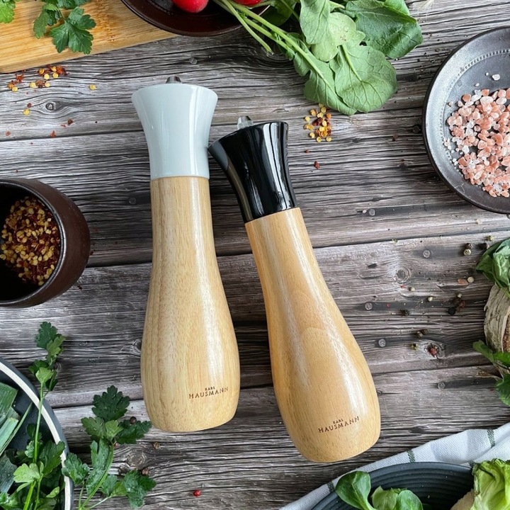 MŁYNEK RĘCZNY DO SOLI i PIEPRZU DREWNIANY ZESTAW 2