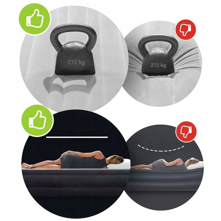 MATERAC DMUCHANY WELUROWY 203x152x25 INTEX 64759