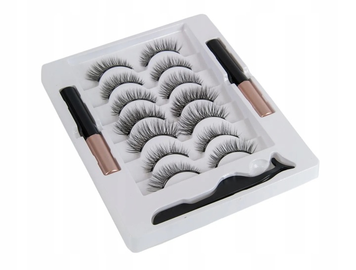 RZĘSY MAGNETYCZNE 7X DŁUGIE + PĘSETA + 2X EYELINER
