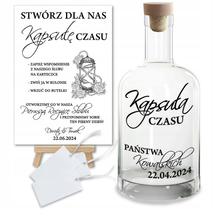 Księga Gości Butelka LIST W BUTELCE Wesele Ślub Chrzest Komunia z GRAWEREM