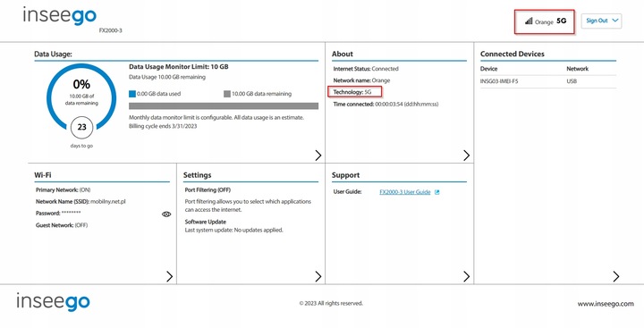Inseego Domowy Biurowy Router 5G 4G LTE z agregacją WiFi 6 AX WPA3 OpenVPN